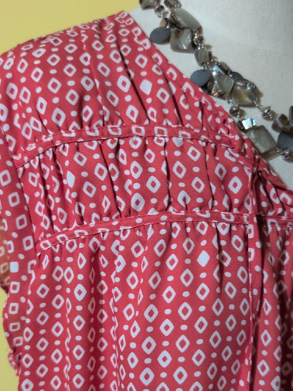 Croft & Barrow Red Geometric Blouse - Picture 4 of 6